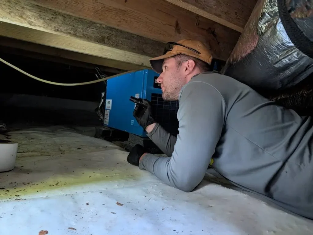 Dane's Pest Control is inspecting the crawlspace for a termite treatment in Huntsville AL